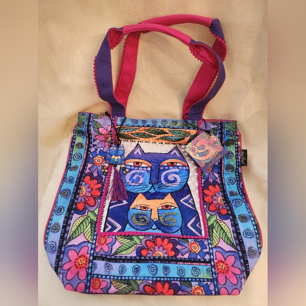 Laurel Burch Colorful Cat Design Handbag NWT
